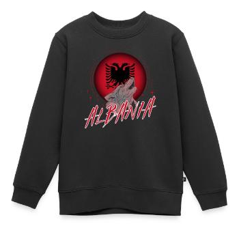 Albanie - Sweat Premium enfant bio - noir - Devant - AI Model Kid Female (0cm)