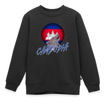 Cambodge - Sweat Premium enfant bio - noir - Devant - AI Model Kid Female (0cm)