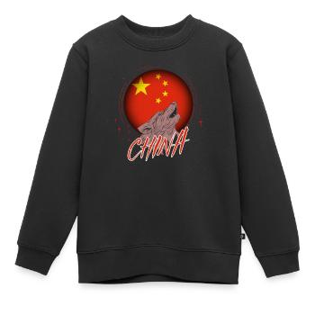 Chine - Sweat Premium enfant bio - noir - Devant - AI Model Kid Female (0cm)