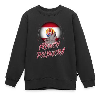 Polynésie française - Sweat Premium enfant bio - noir - Devant - AI Model Kid Female (0cm)