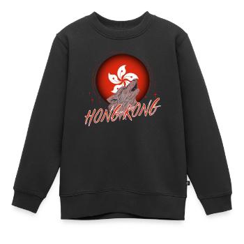 Hong Kong - Sweat Premium enfant bio - noir - Devant - AI Model Kid Female (0cm)