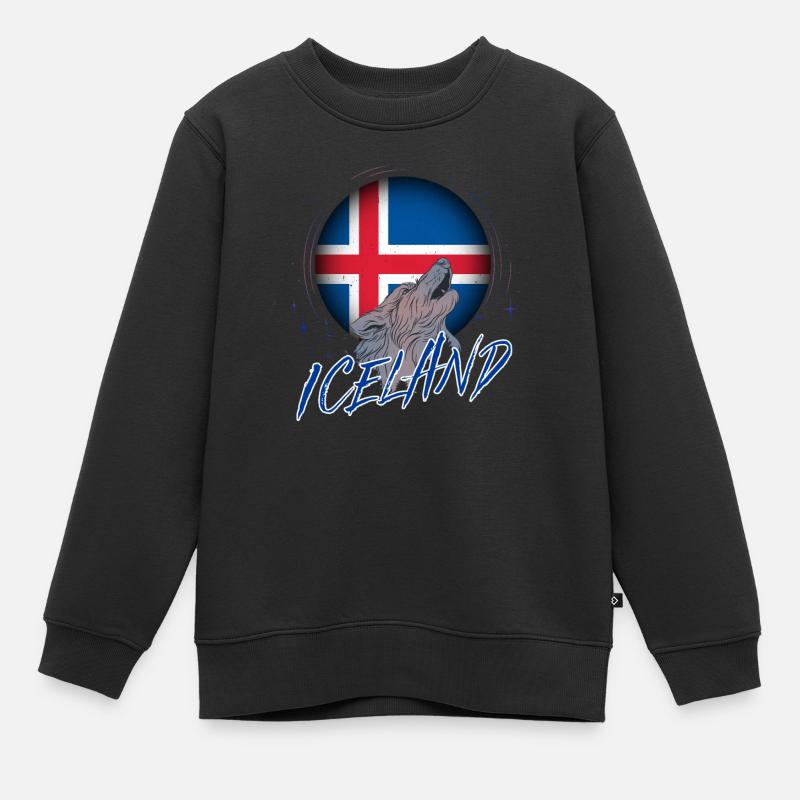 Islande - Sweat Premium enfant bio - noir