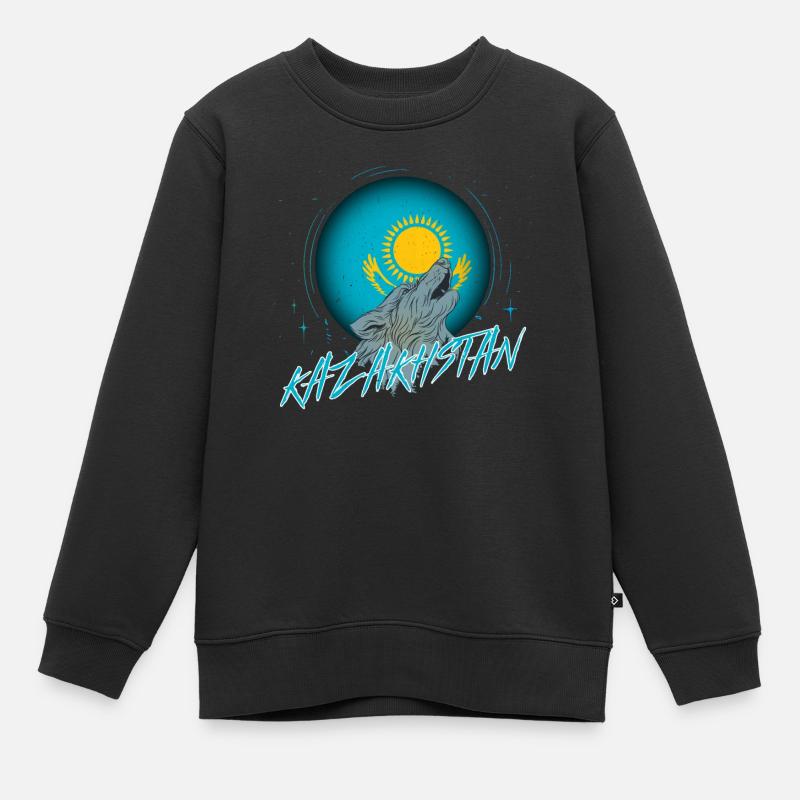 Kasachstan - Kinder Premium Organic Sweatshirt - Schwarz