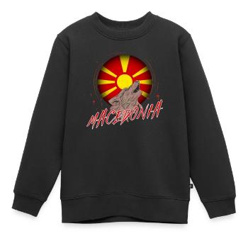 Macédoine - Sweat Premium enfant bio - noir - Devant - AI Model Kid Female (0cm)