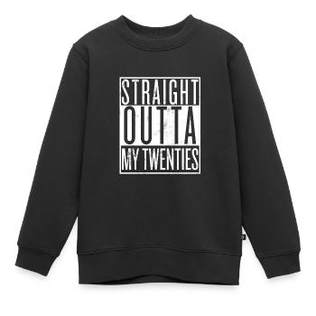 Tout droit sorti - mes vingt ans - Sweat Premium enfant bio - noir - Devant - AI Model Kid Female (0cm)