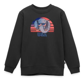 USA - Kinder Premium Organic Sweatshirt - Schwarz - Vorne - AI Model Kid Female (0cm)