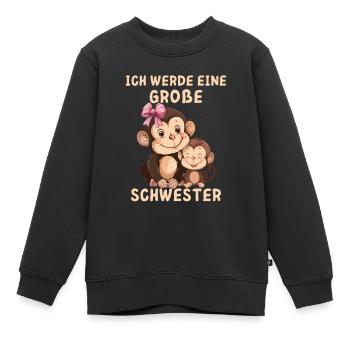 Ich werde eine große Schwester Affe - Kinder Premium Organic Sweatshirt - Schwarz - Vorne - AI Model Kid Female (0cm)