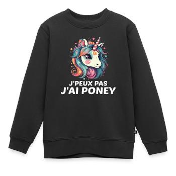 Ich kann nicht, ich habe ein Pony - Kinder Premium Organic Sweatshirt - Schwarz - Vorne - AI Model Kid Female (0cm)