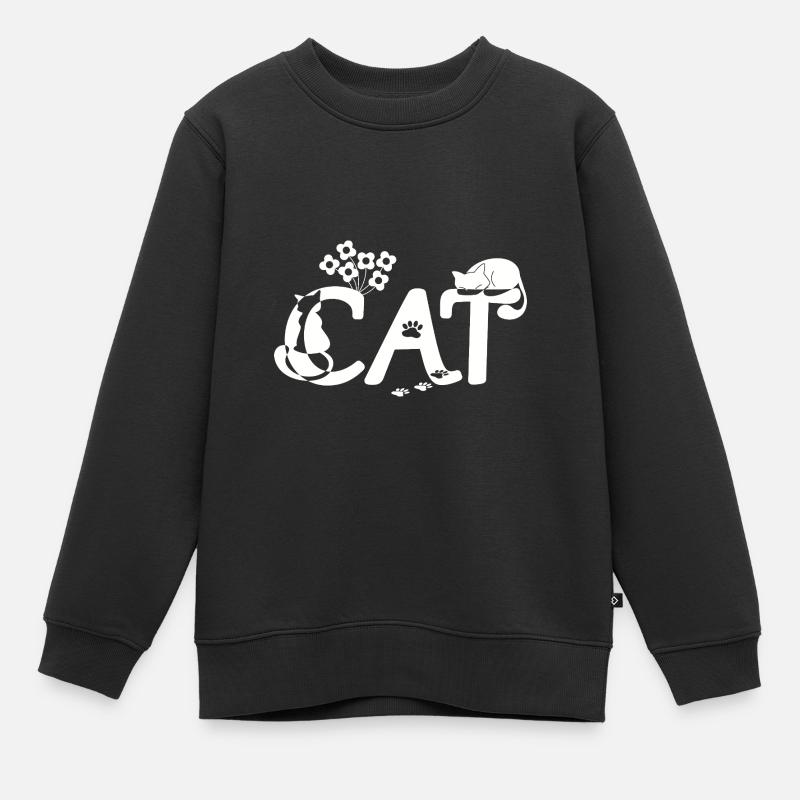 Chat avec chat (Blanc) - Sweat Premium enfant bio - noir