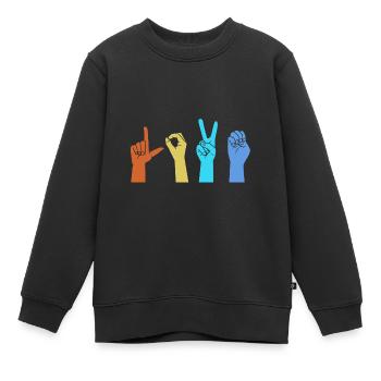 Gebärdensprache Gebärde ASL gehörlos - Kinder Premium Organic Sweatshirt - Schwarz - Vorne - AI Model Kid Female (0cm)