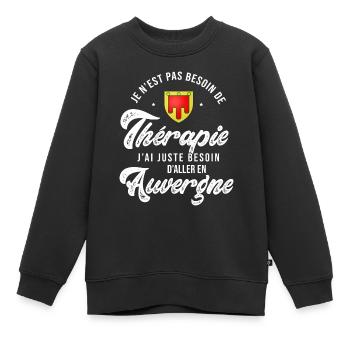 Auvergne thérapie Humour Auvergnat - Sweat Premium enfant bio - noir - Devant - AI Model Kid Female (0cm)