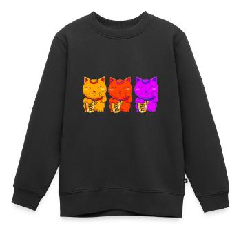 Maneki Neko Japan Glücksbringer - Kinder Premium Organic Sweatshirt - Schwarz - Vorne - AI Model Kid Female (0cm)