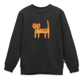 Ginger Cat - Kids Premium Organic Sweatshirt - black - Front - AI Model Kid Female (0cm)