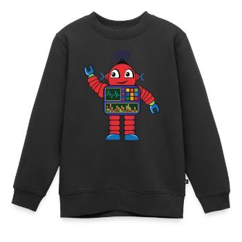 Petit robot rouge - Sweat Premium enfant bio - noir - Devant - AI Model Kid Female (0cm)