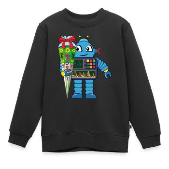 Erster Schultag kleiner Roboter - Kinder Premium Organic Sweatshirt - Schwarz - Vorne - AI Model Kid Female (0cm)