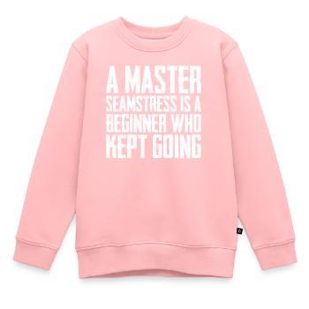 Une maîtresse couturière - Sweat Premium enfant bio - rose - Devant - AI Model Kid Female (0cm)