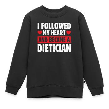 J’ai suivi mon cœur et je suis devenue diététicienne - Sweat Premium enfant bio - noir - Devant - AI Model Kid Female (0cm)