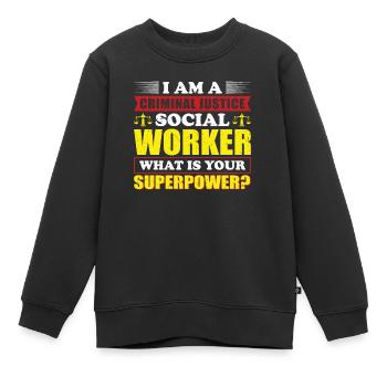 Je suis un travailleur social de justice pénale - Sweat Premium enfant bio - noir - Devant - AI Model Kid Female (0cm)