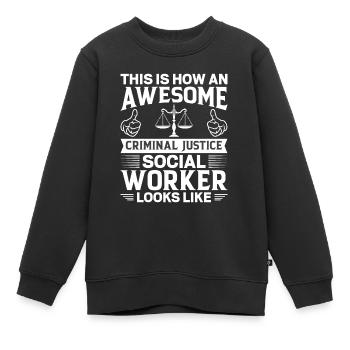 Formidable travailleur social en justice pénale - Sweat Premium enfant bio - noir - Devant - AI Model Kid Female (0cm)