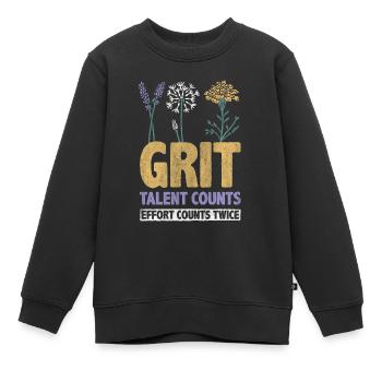 Grit Talent Counts Effort Counts Twice Inspire - Kids Premium Organic Sweatshirt - black - Front - AI Model Kid Female (0cm)