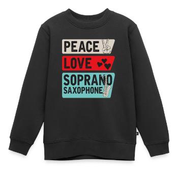 Peace Love Soprano Saxophone Players - Kinder Premium Organic Sweatshirt - Schwarz - Vorne - AI Model Kid Female (0cm)