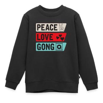 Peace Love Gong Percussion Instrument - Sweat Premium enfant bio - noir - Devant - AI Model Kid Female (0cm)