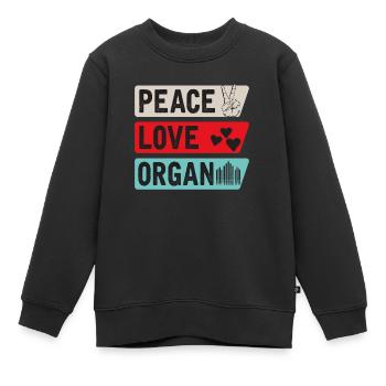 Peace Love Organ Harmonica Player - Kinder Premium Organic Sweatshirt - Schwarz - Vorne - AI Model Kid Female (0cm)