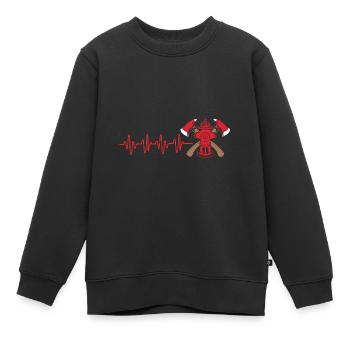Pompier Pompier - Sweat Premium enfant bio - noir - Devant - AI Model Kid Female (0cm)
