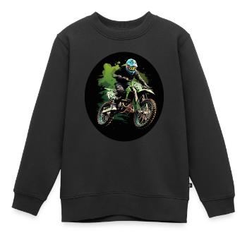 Motorcross Splatter - Kinder Premium Organic Sweatshirt - Schwarz - Vorne - AI Model Kid Female (0cm)