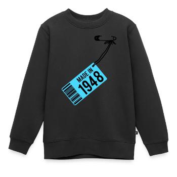 Anniversaire T-shirt 1948 - Sweat Premium enfant bio - noir - Devant - AI Model Kid Female (0cm)