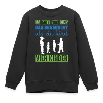 Vier Kinder - Kinder Premium Organic Sweatshirt - Schwarz - Vorne - AI Model Kid Female (0cm)