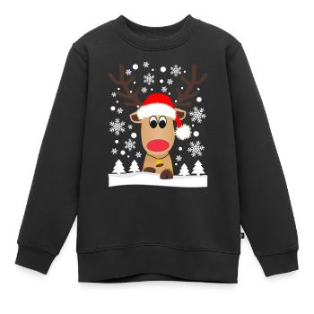 Rentier Schneeflocken Weihnachten Lustig - Kinder Premium Organic Sweatshirt - Schwarz - Vorne - AI Model Kid Female (0cm)
