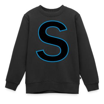 le vecteur lettre de - Sweat Premium enfant bio - noir - Devant - AI Model Kid Female (0cm)