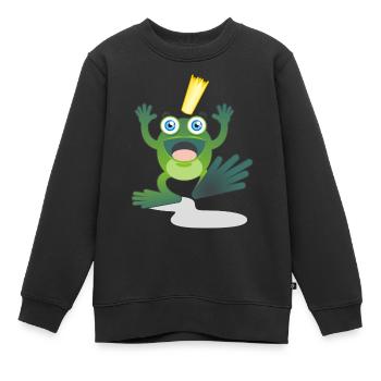 Le roi grenouille mains en l'air - Sweat Premium enfant bio - noir - Devant - AI Model Kid Female (0cm)