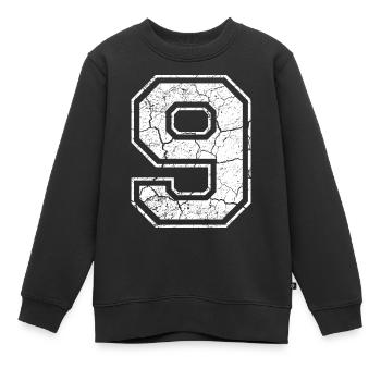 9_nine_neun_white_weiss (de) - Kinder Premium Organic Sweatshirt - Schwarz - Vorne - AI Model Kid Female (0cm)