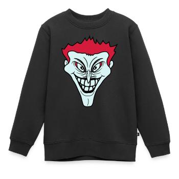 psycho psychopath verrueckt clown joker grinsen mu - Kinder Premium Organic Sweatshirt - Schwarz - Vorne - AI Model Kid Female (0cm)