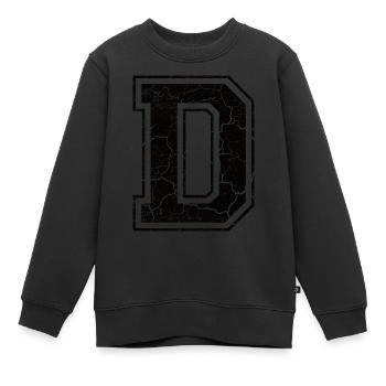 Buchstabe D im Vintage-Shabby-Chic - Kinder Premium Organic Sweatshirt - Schwarz - Vorne - AI Model Kid Female (0cm)