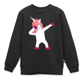 tamponner licorne dab pose danse heureux debout e - Sweat Premium enfant bio - noir - Devant - AI Model Kid Female (0cm)