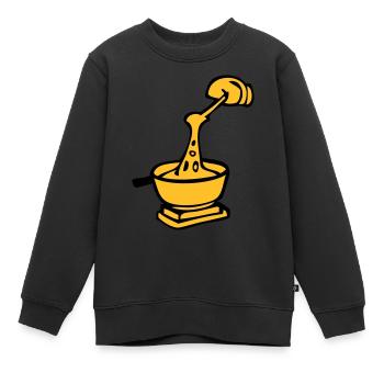 dessin de fondue, spécialité culinaire suisse - Sweat Premium enfant bio - noir - Devant - AI Model Kid Female (0cm)