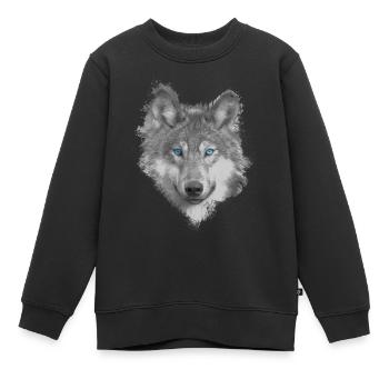 Wolf - Kinder Premium Organic Sweatshirt - Schwarz - Vorne - AI Model Kid Female (0cm)