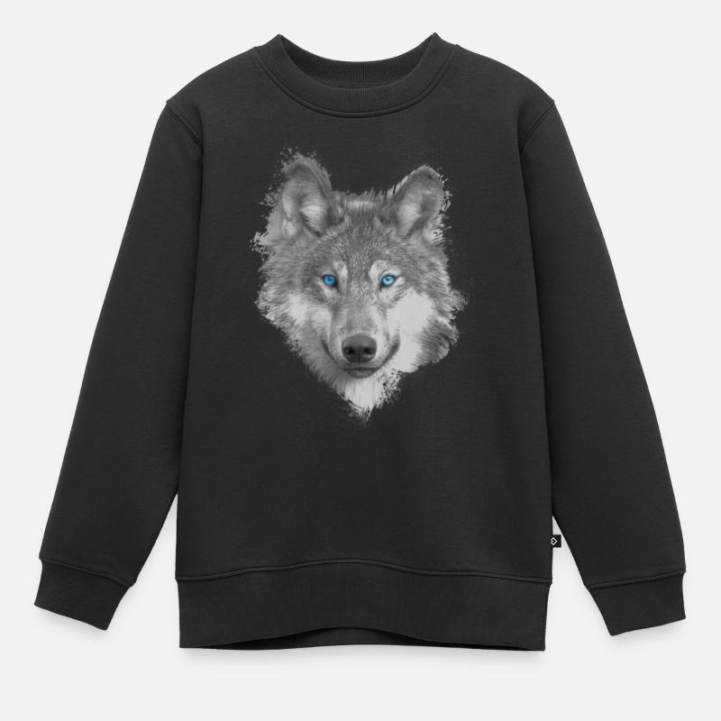 Wolf - Kinder Premium Organic Sweatshirt - Schwarz