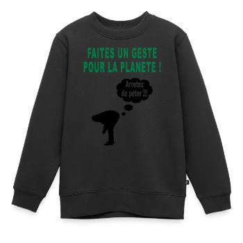 humour écolo - Sweat Premium enfant bio - noir - Devant - AI Model Kid Female (0cm)