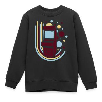 Arcade-Automat (Retro Kreise) - Kinder Premium Organic Sweatshirt - Schwarz - Vorne - AI Model Kid Female (0cm)