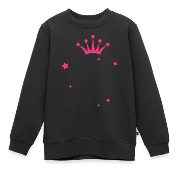 Crown with Stars - Insert Own Name/ Text - Kinder Premium Organic Sweatshirt - Schwarz - Vorne - AI Model Kid Female (0cm)