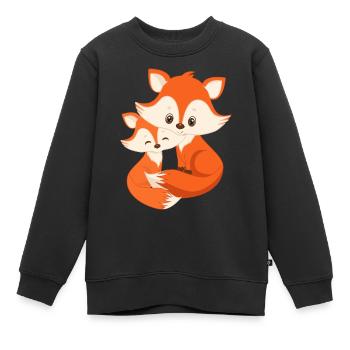 Enfants renards renard frères enfant garçon fille bébé - Sweat Premium enfant bio - noir - Devant - AI Model Kid Female (0cm)
