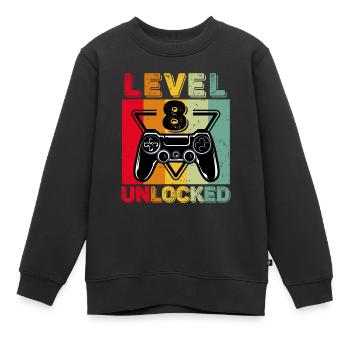 Level 8 unlocked freigeschaltet gamer 8 Jahre alt - Kinder Premium Organic Sweatshirt - Schwarz - Vorne - AI Model Kid Female (0cm)