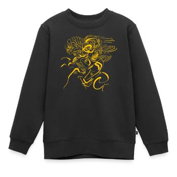 Cthulhu Style Tribal - Art extraterrestre HP Lovecraft - Sweat Premium enfant bio - noir - Devant - AI Model Kid Female (0cm)