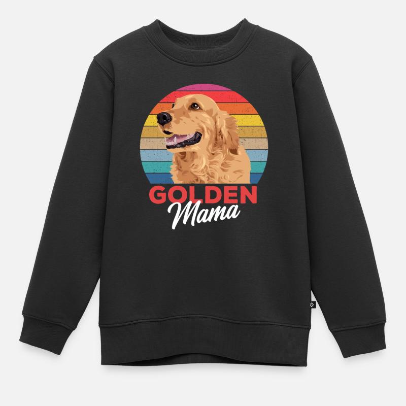Cadeau mignon de maman Golden Retriever - Sweat Premium enfant bio - noir