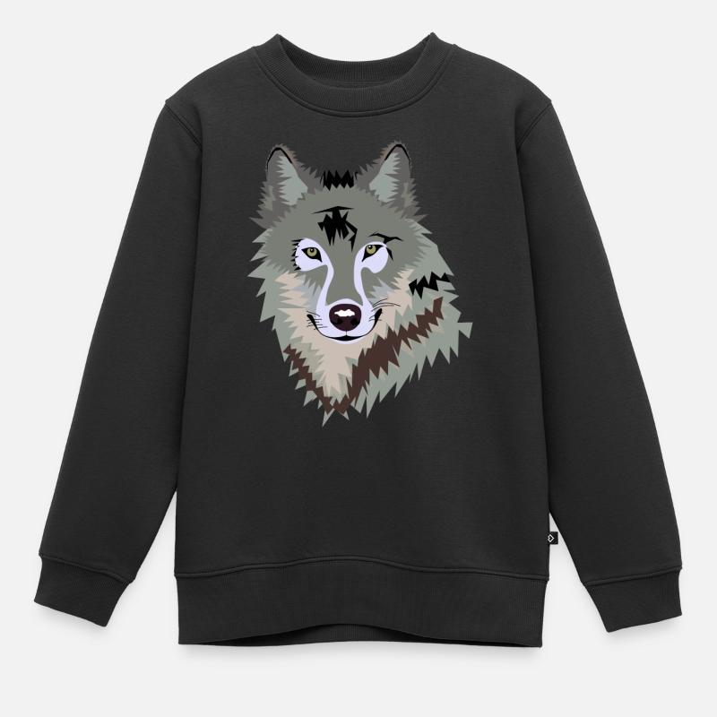 Wolf - Kinder Premium Organic Sweatshirt - Schwarz