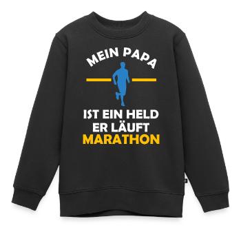 Mein Papa ist ein Held er Läuft Marathon - Kinder Premium Organic Sweatshirt - Schwarz - Vorne - AI Model Kid Female (0cm)